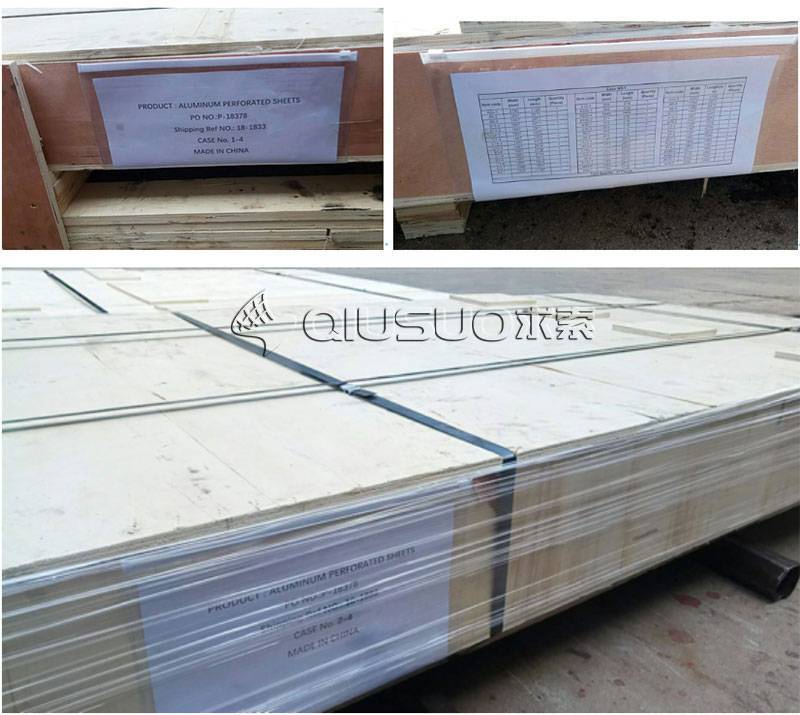 aluminum perforated panels is loaded into plywood box.