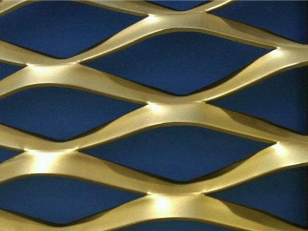 Golden color powder coating decorative aluminum expanded mesh