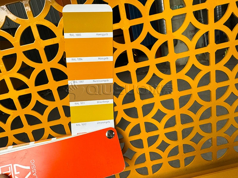 Color detection of gray-yellow ceiling decoration materials made by punched plate.