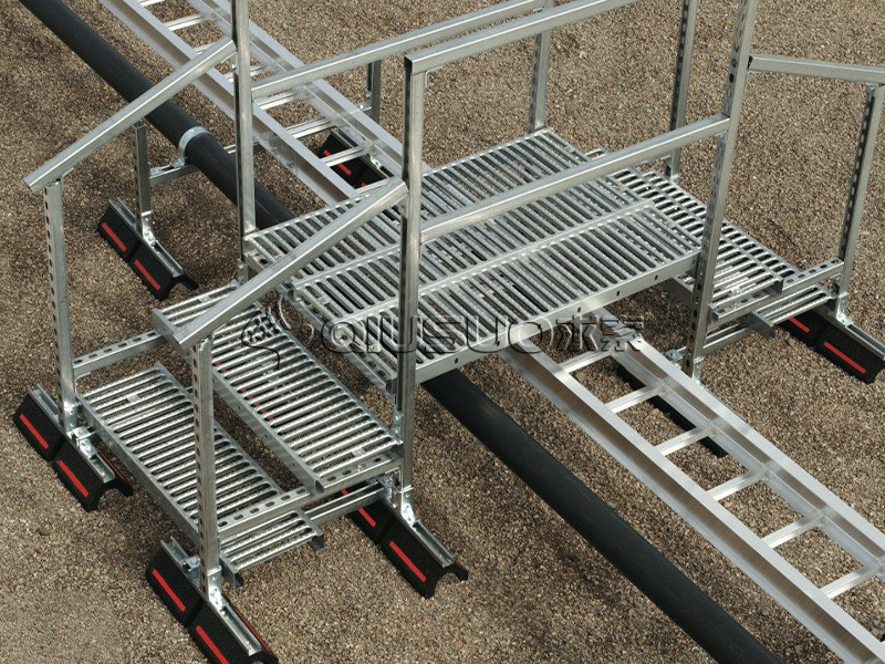Stair treads made of grate lock safety grating