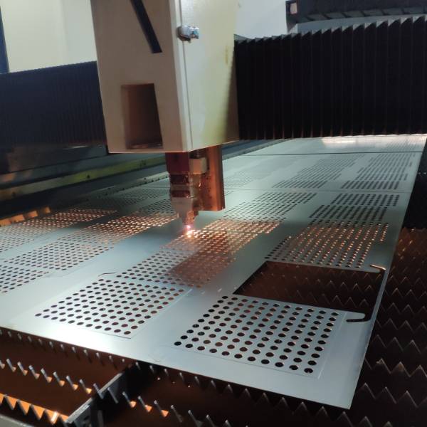 Laser cutting perforated metal parts