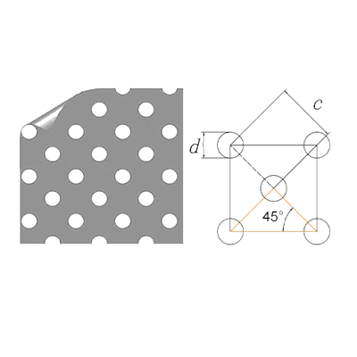 Yuvarlak delikli delikli bir plaka ve etiketli bir çizgi delikli plaka