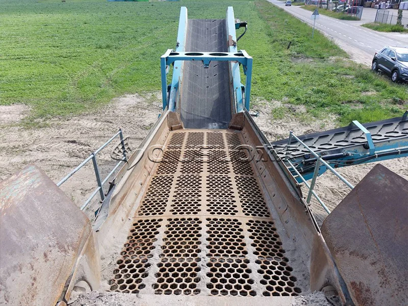 Top view of the screening equipment surface