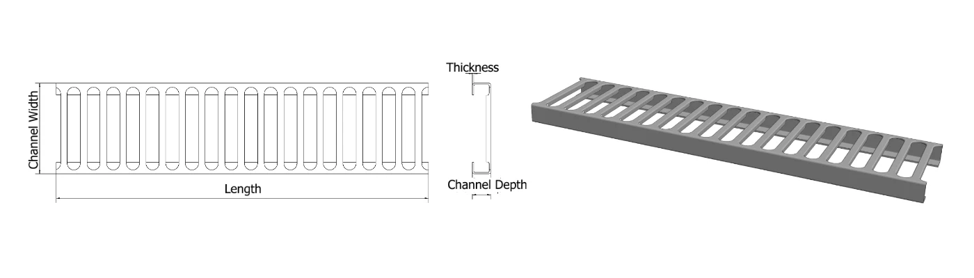 A safety grating drawing with annotations