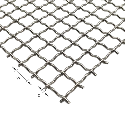 Kare örgü örgü tel çapı ve örgü açma parametreleri ile işaretlenmiştir.