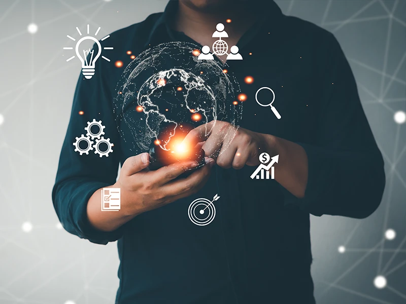 A person is clicking on content on their phone