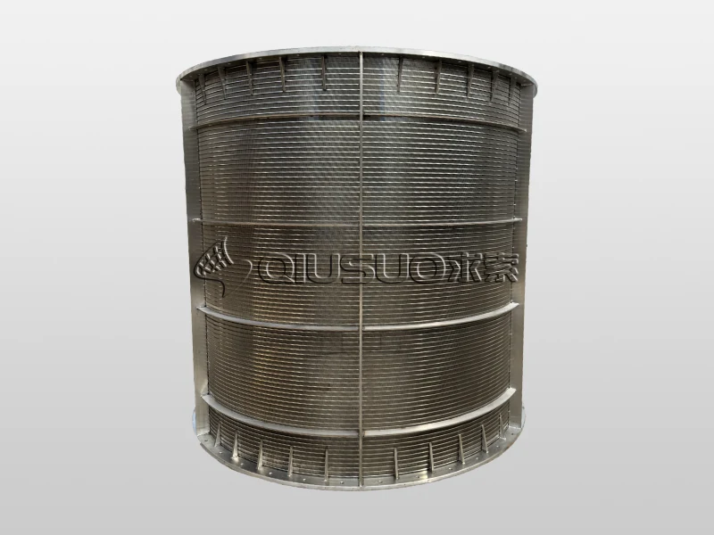 Wedge wire trommel screen sample display.