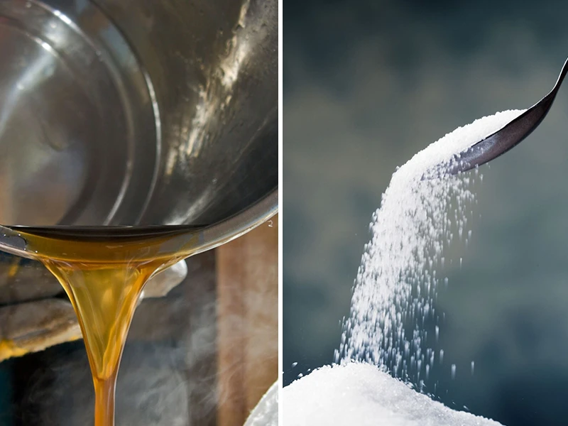 Sugar juice is filtered to produce white granulated sugar