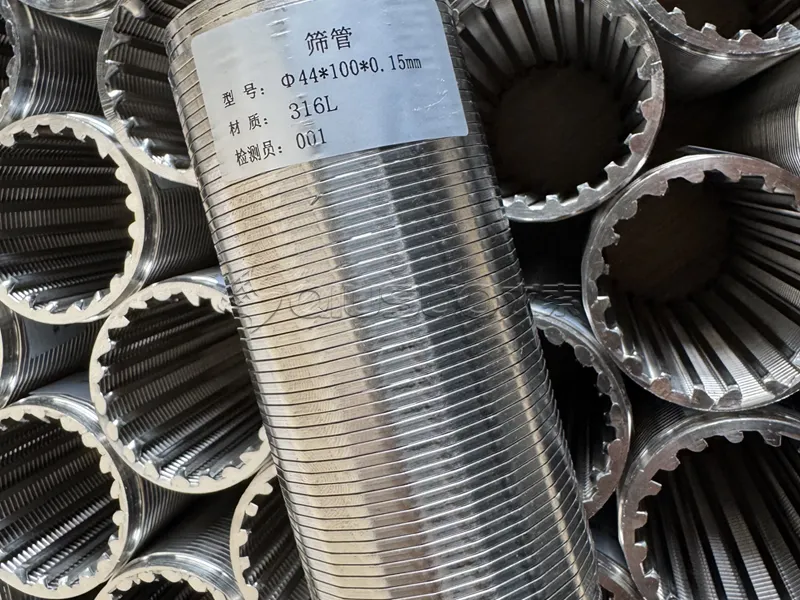Inspect the finished appearance of the wedge wire slot tubes.